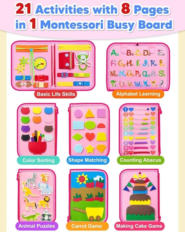 Toddler Girl Birthday Busy Board Montessori Sensory Toy
