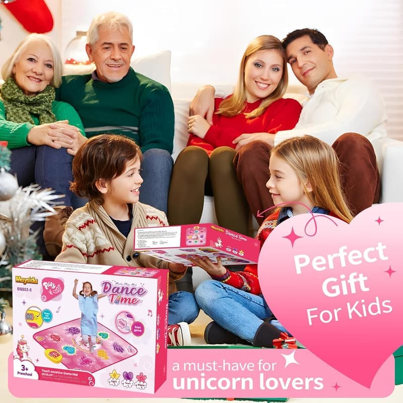 LED Unicorn Dance Mat Toy for Girls Age 3-12 - 6 Game Modes