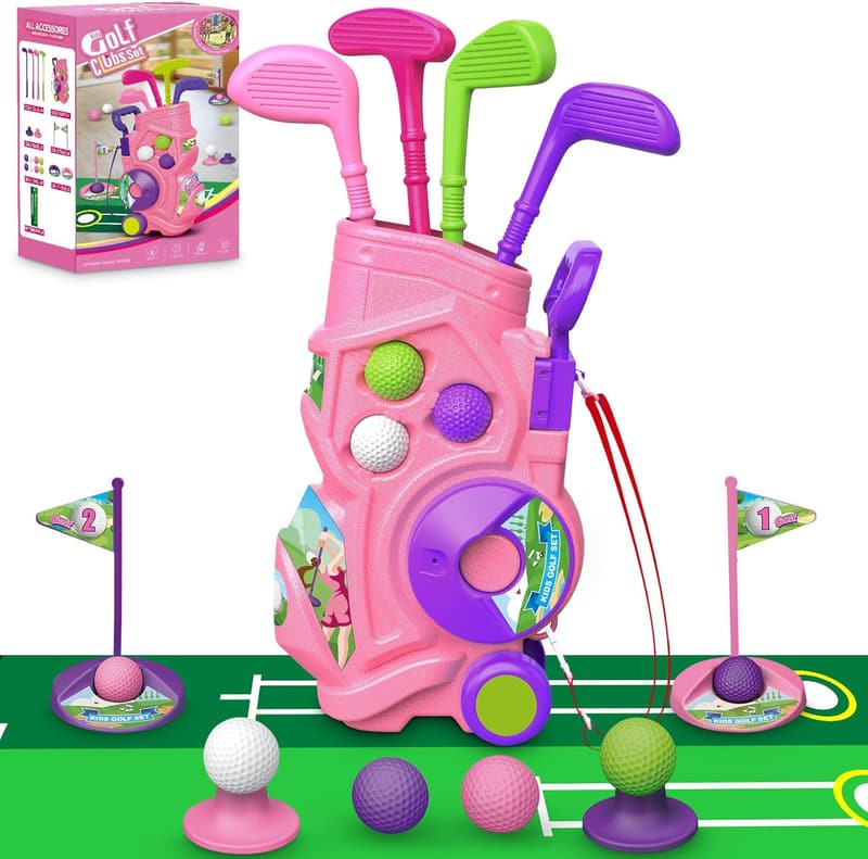 Toddler Golf Set with 4 Clubs, 8 Balls & Putting Mat