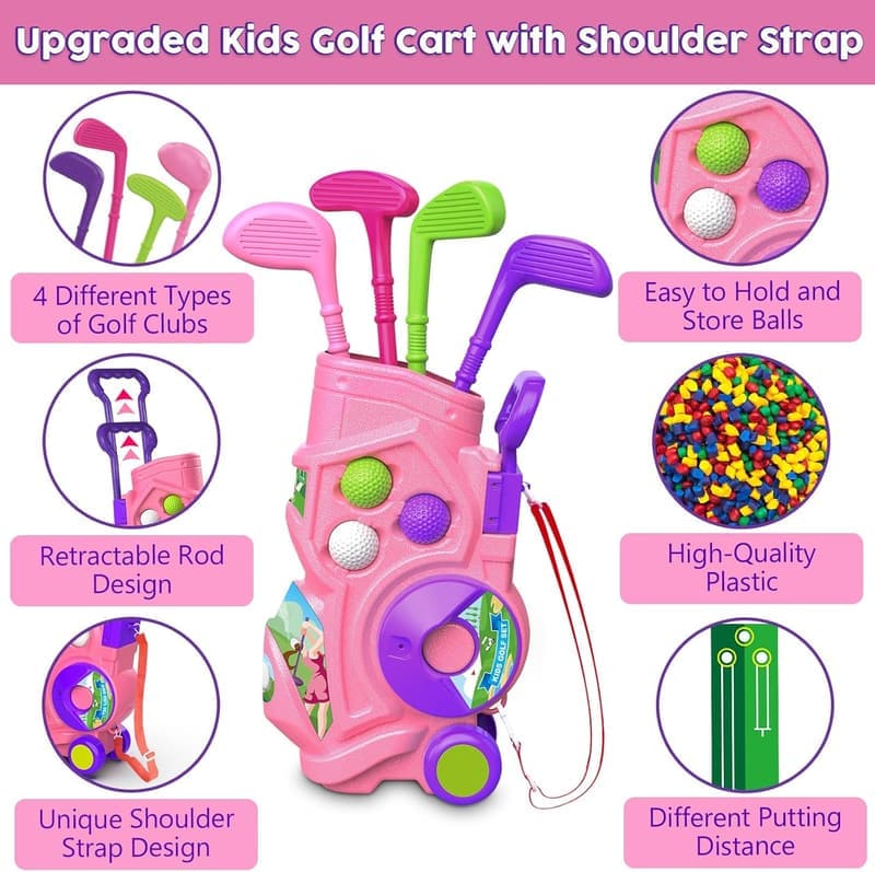 Toddler Golf Set with 4 Clubs, 8 Balls & Putting Mat