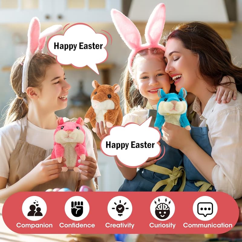 Interactive Talking Hamster Plush Toy for Girls, Età 2+