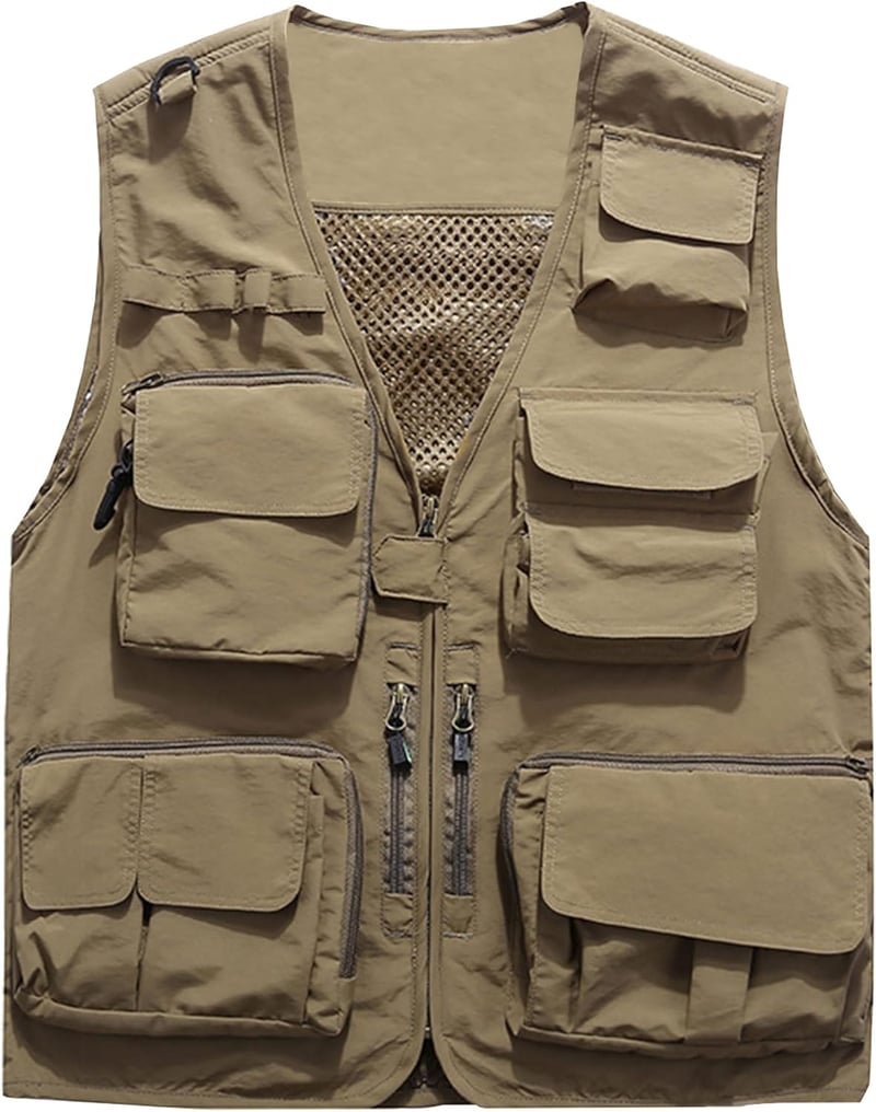 Men's Lightweight Outdoor Cargo Vest with Multi Pockets
