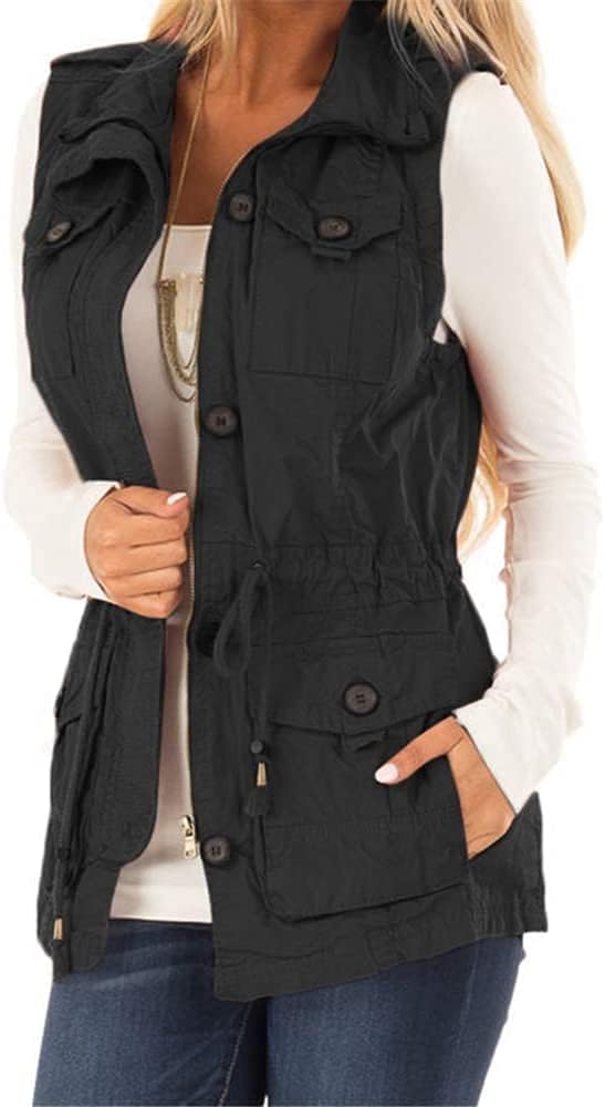 Lightweight Casual Women's Military Utility Vest with Pockets