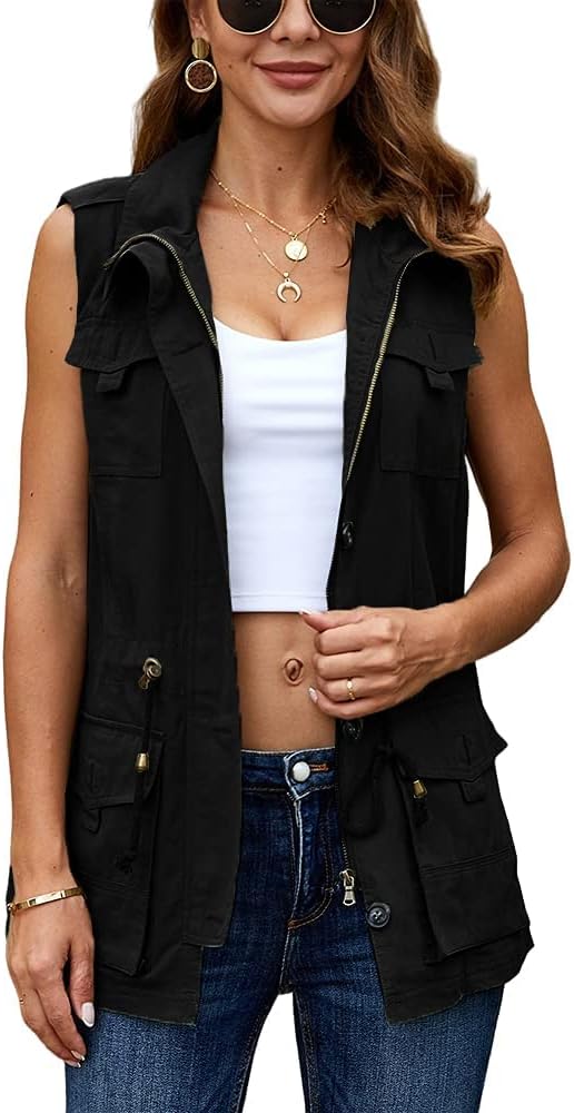 Lightweight Casual Women's Military Utility Vest with Pockets