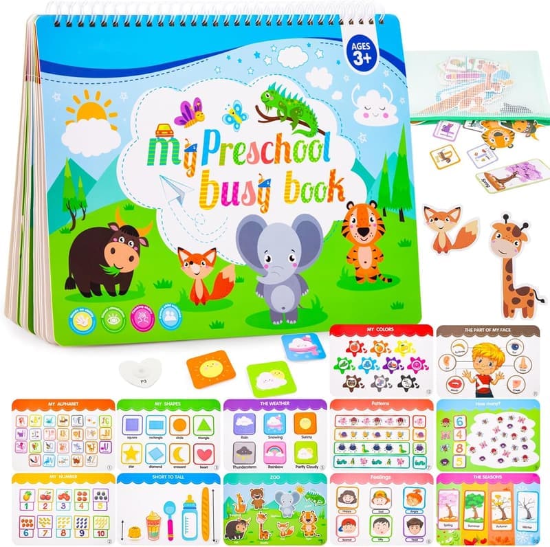 Educational Toddler Books with Reusable Activities - Birthday Gift, 2+ Years