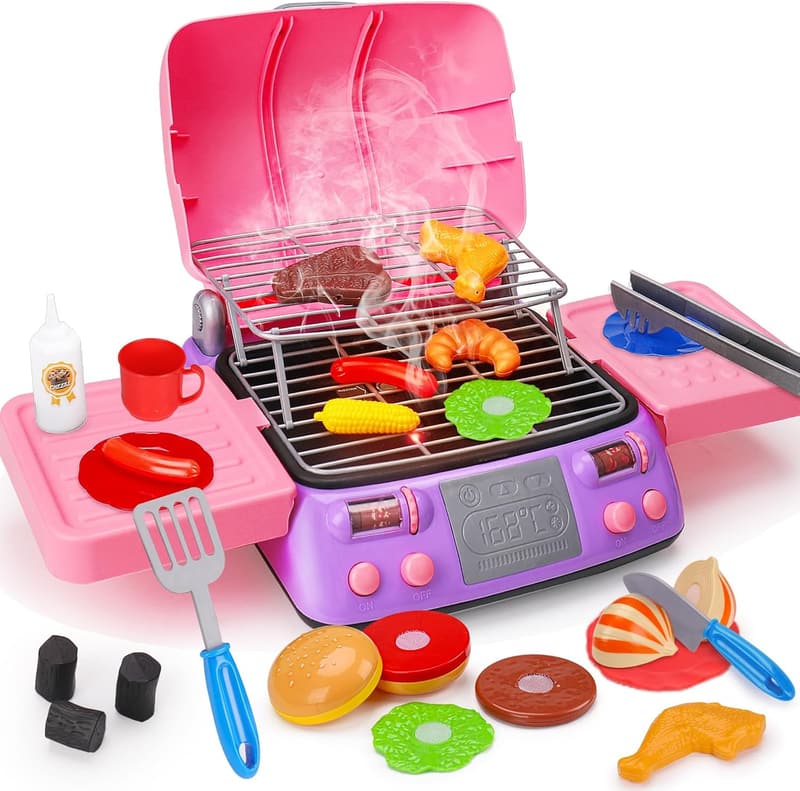 Kids BBQ Grill Playset with Light & Sound – Birthday Gift for Girls