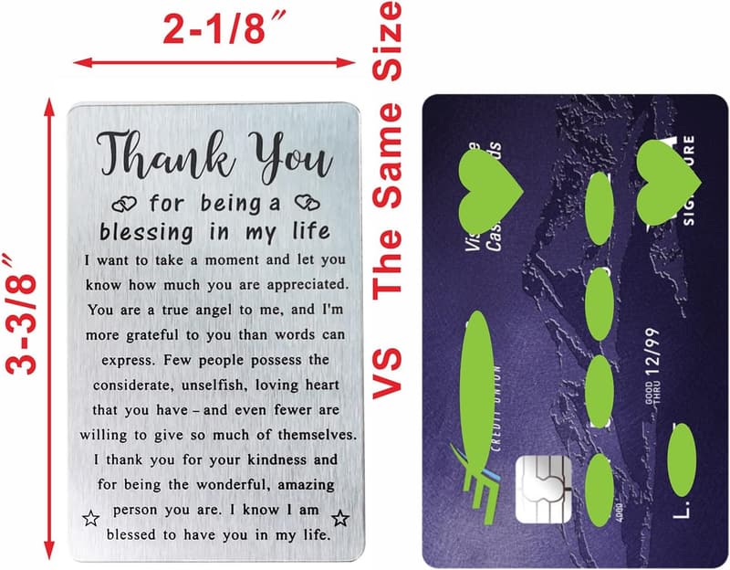 Thank You Engraved Metal Card - Appreciation Gift for Friends