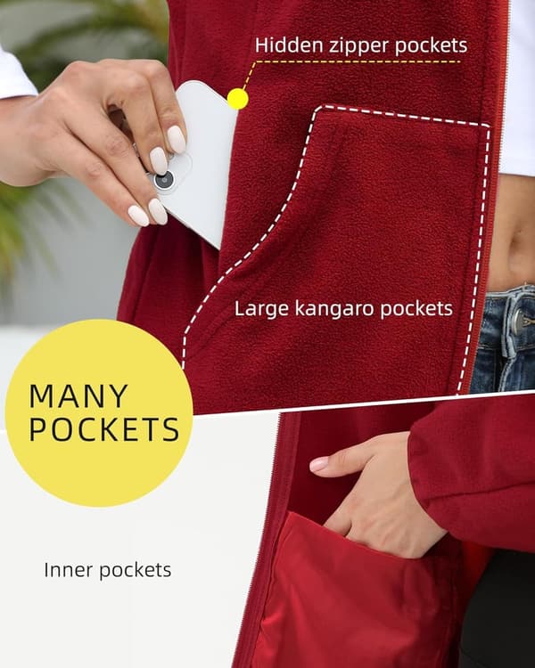 Women's Fleece Jacket with 6 Pockets (XS-2XL)
