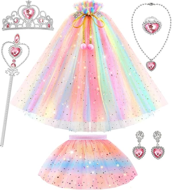 Easter Princess Dress with Cape & Skirt for Girls 4-6