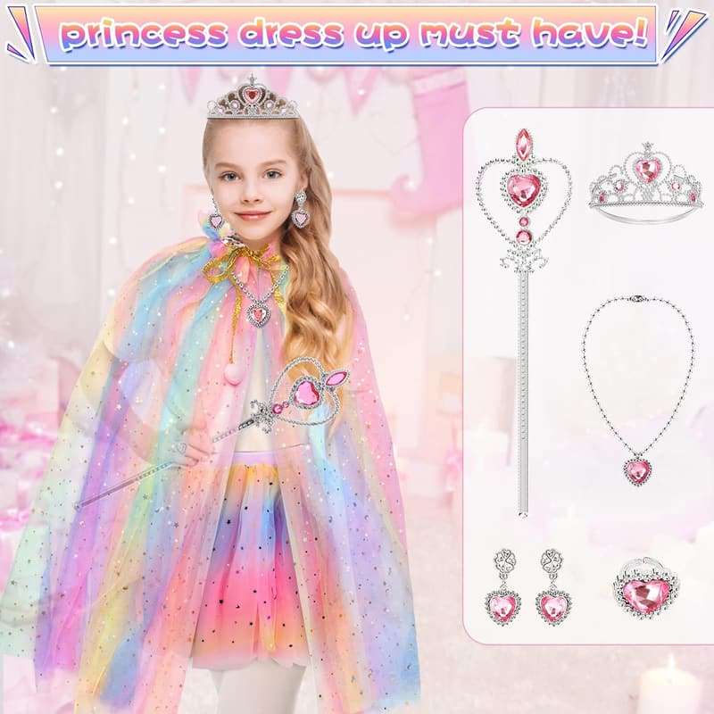 Easter Princess Dress with Cape & Skirt for Girls 4-6