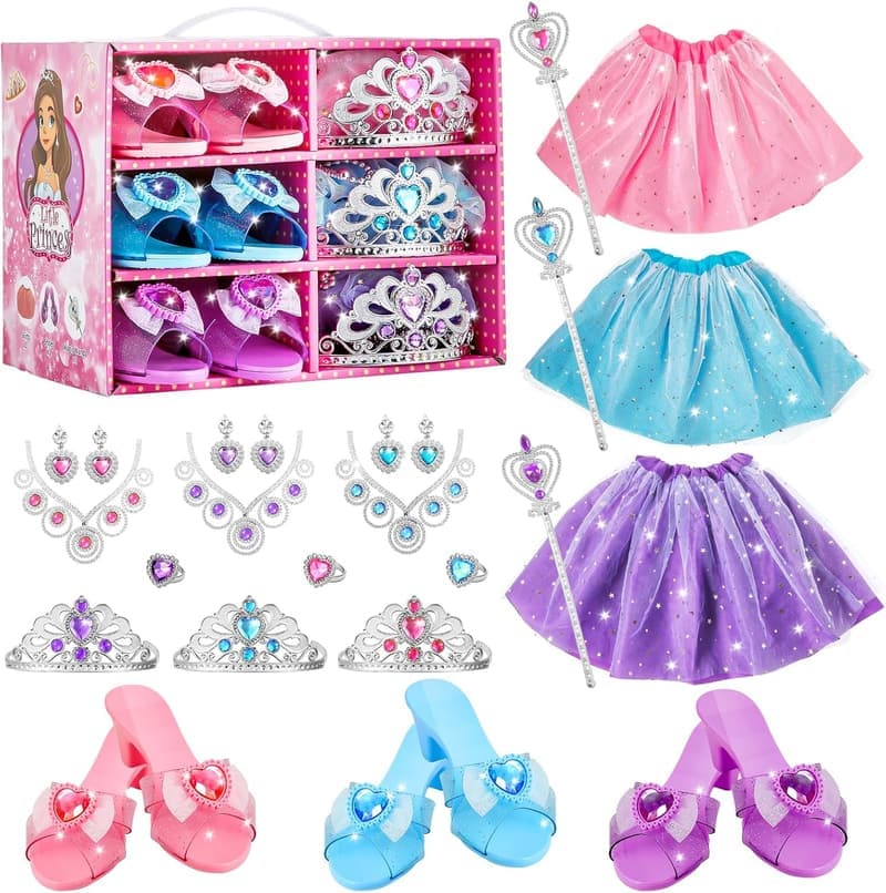 Princess Dress Up Set for Girls 4-6, Includes Dresses & Accessori