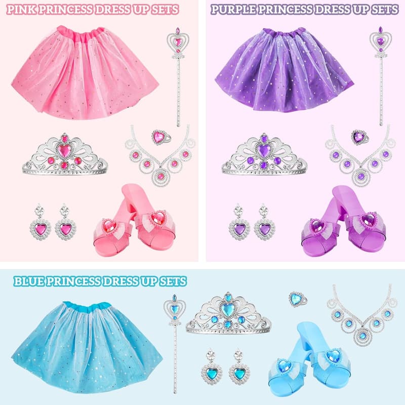 Princess Dress Up Set for Girls 4-6, Includes Dresses & Accessori