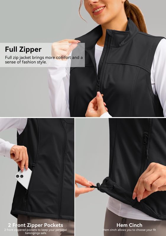 Lightweight Sleeveless Hiking Vest for Women with Zipper Pockets
