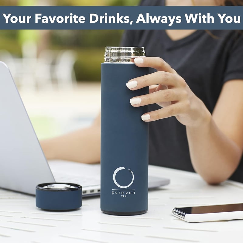 Blue Stainless Steel Tea Thermos with Infuser - 15oz