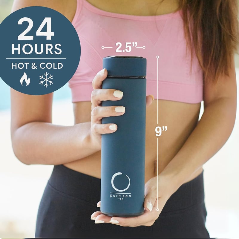Blue Stainless Steel Tea Thermos with Infuser - 15oz