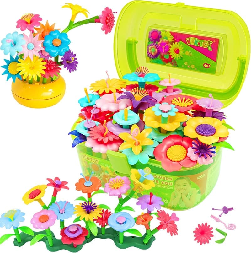 STEM Flower Garden Building Toy Set for Girls Ages 3+