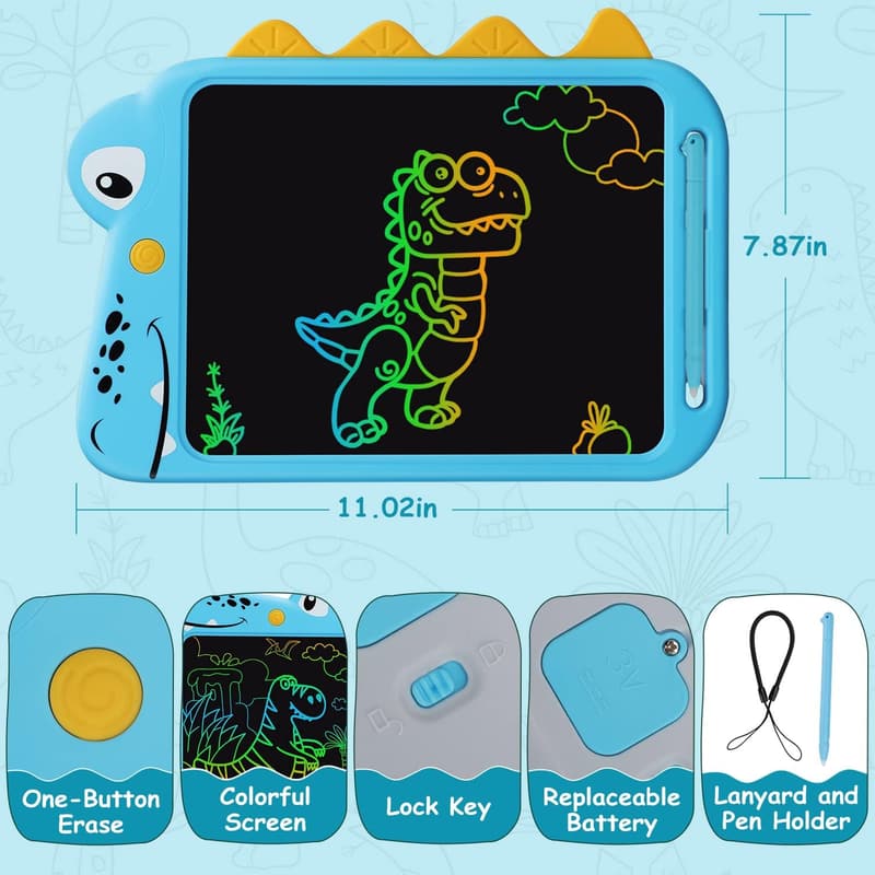 Kids' 10-Inch LCD Drawing Tablet with Colorful Dinosaur Design