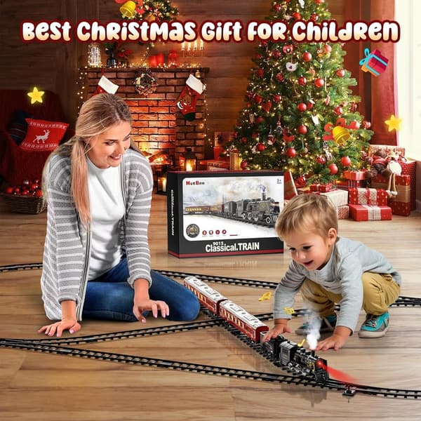 Luxury Train Set with Glowing Cars & Tracks for Toddlers