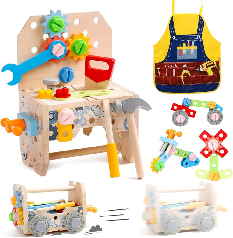 Wooden Tool Set for Toddlers | Educational STEM Toys (52 PCS)