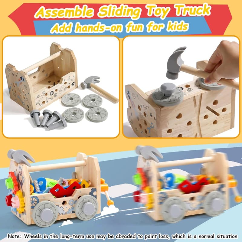 Wooden Tool Set for Toddlers | Educational STEM Toys (52 PCS)