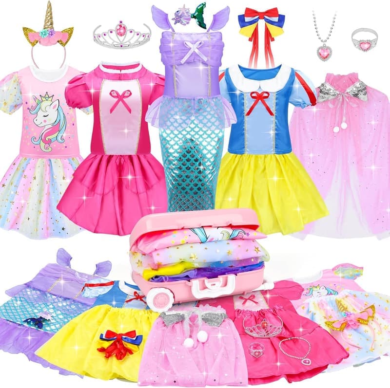 Princess Dress Up Costume Set for Toddler Girls, Ages 3-7
