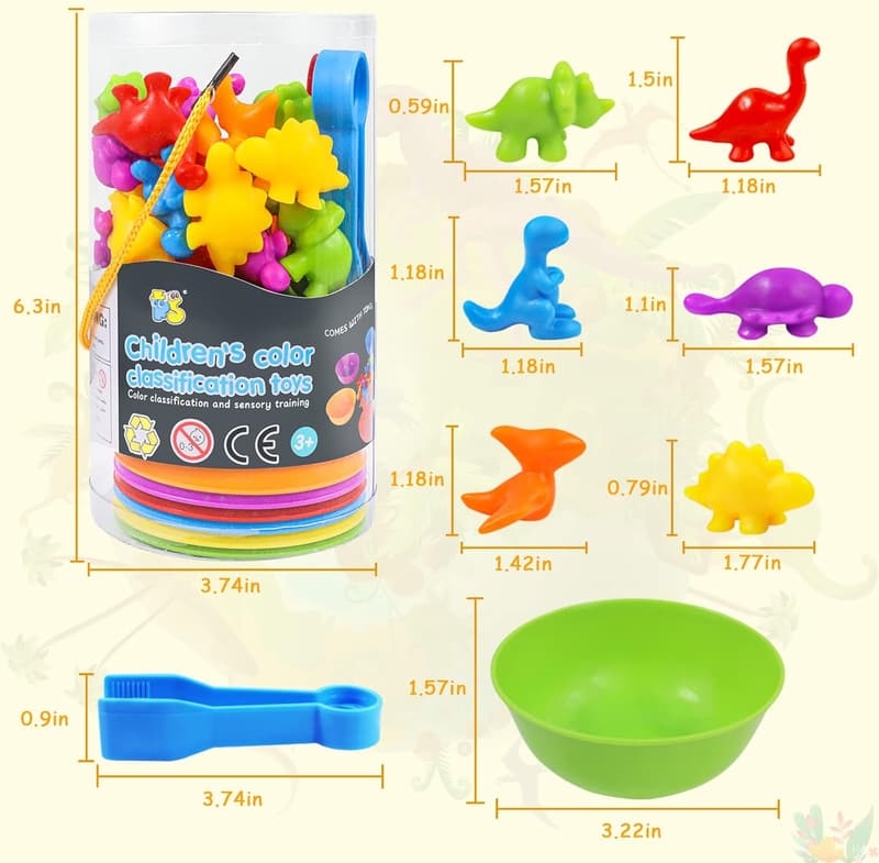 Montessori Dinosaur Sorting Toy Set for Preschool Learning