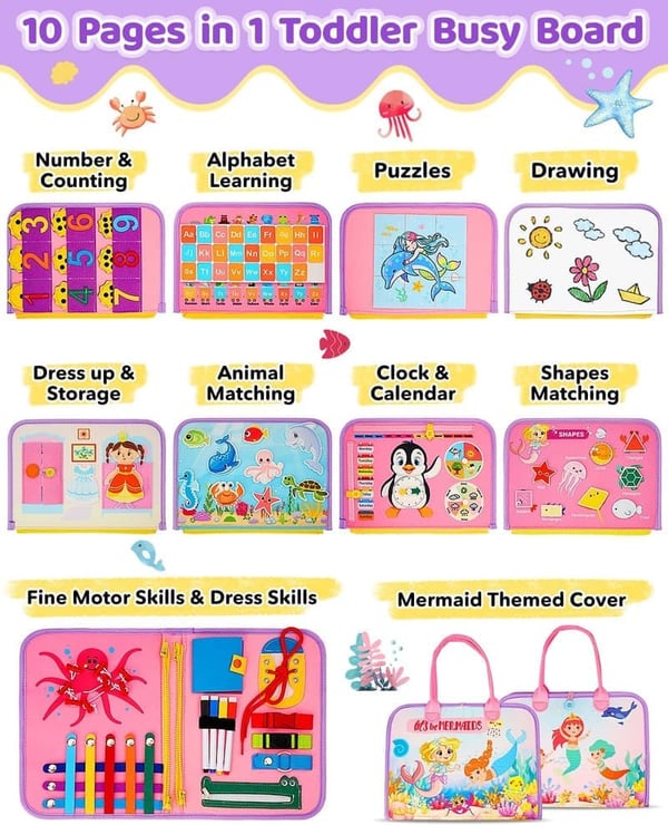 Montessori Sensory Busy Board for Toddlers - Birthday Gift