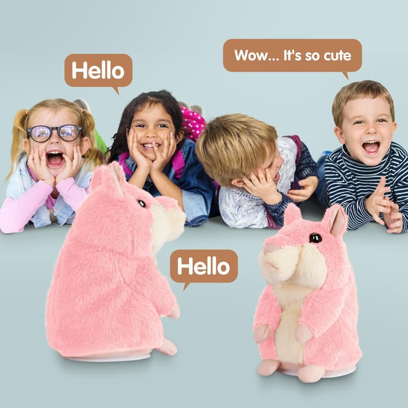 Interactive Talking Hamster Plush Toy for Toddlers (Pink)