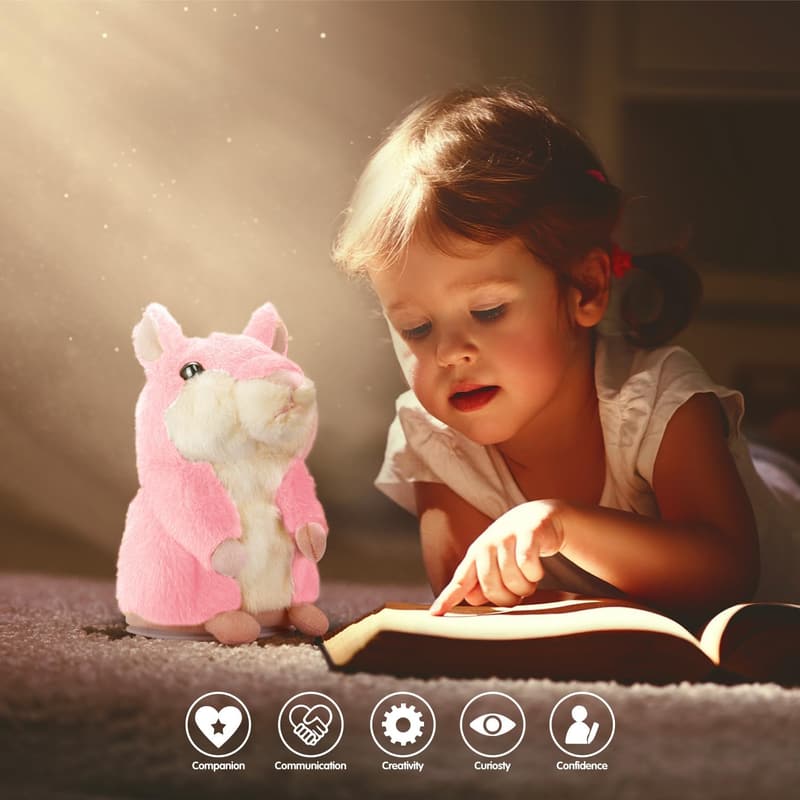 Interactive Talking Hamster Plush Toy for Toddlers (Pink)