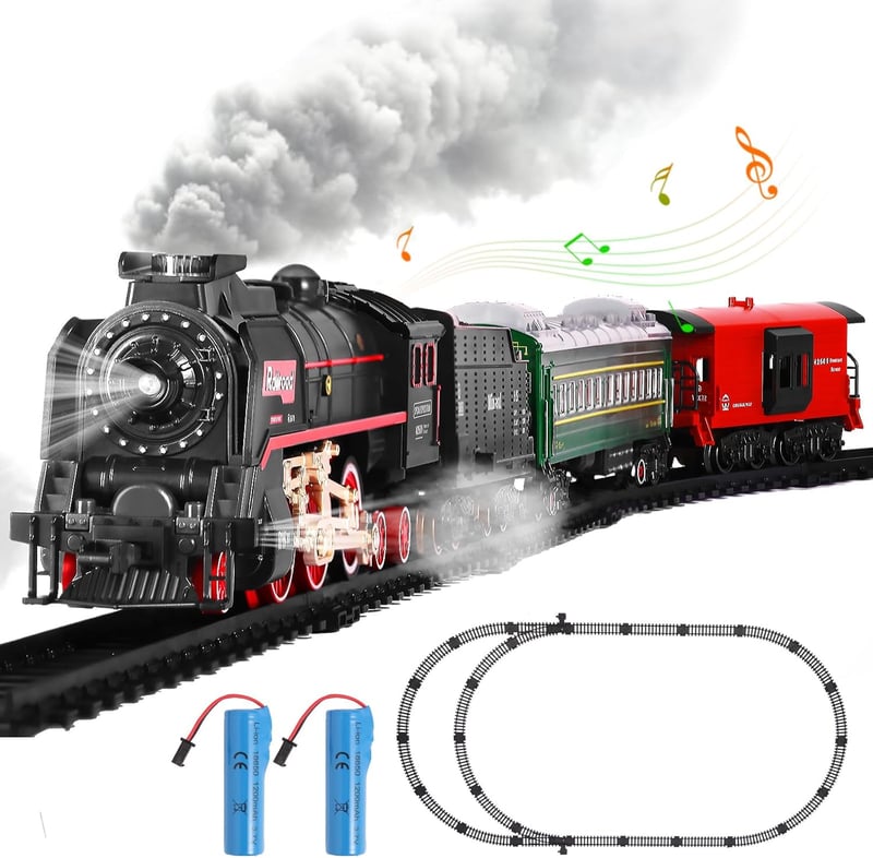 Christmas Train Set for Kids with Lights, Sound & Steam