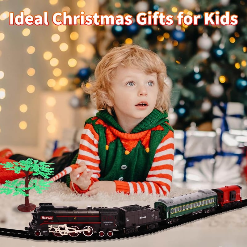 Christmas Train Set for Kids with Lights, Sound & Steam