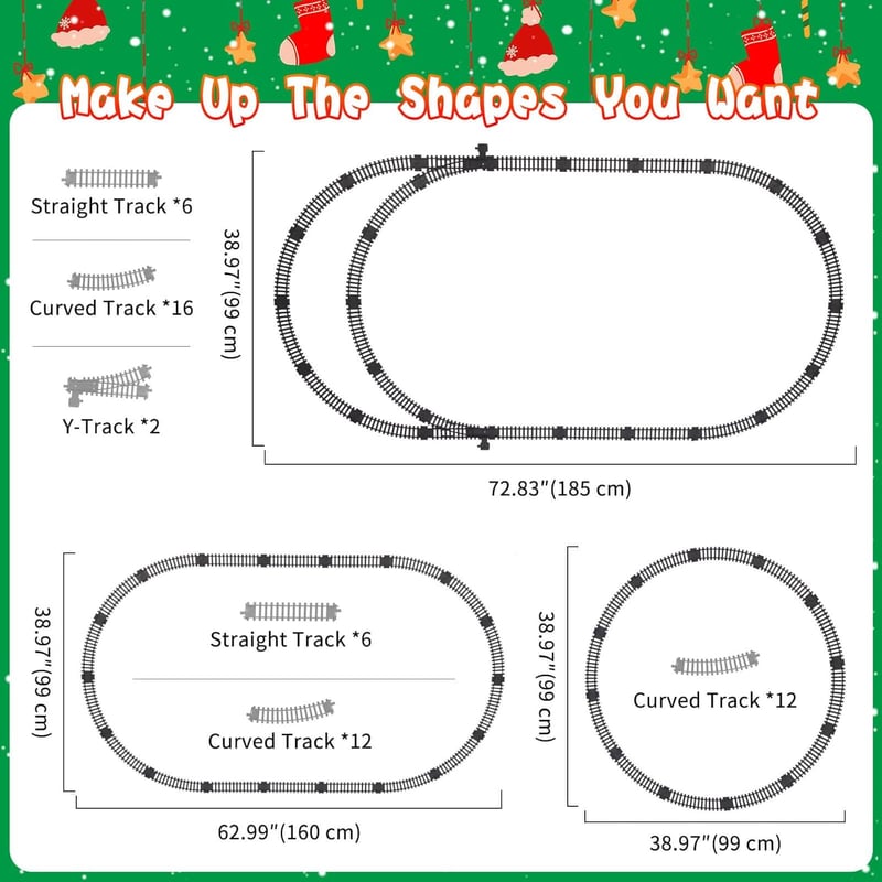 Christmas Train Set for Kids with Lights, Sound & Steam