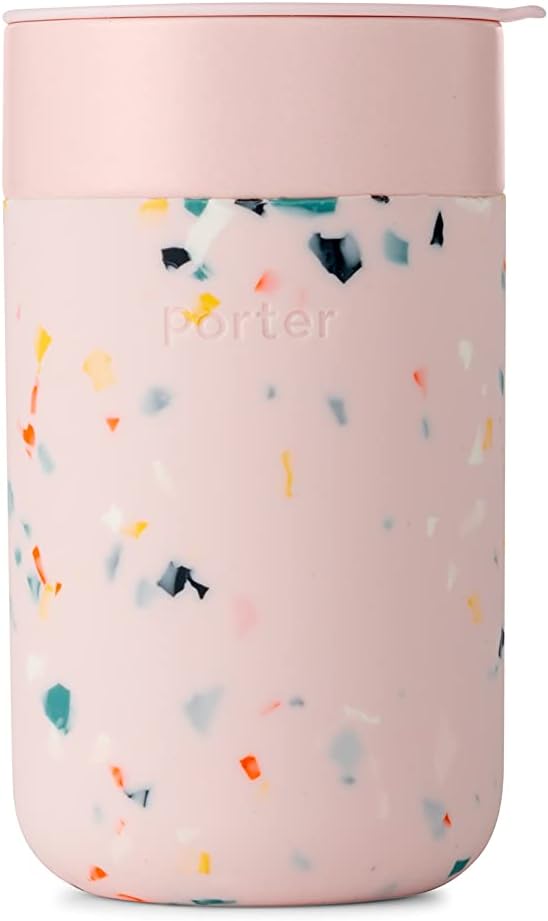 Porter Ceramic Travel Mug with Silicone Sleeve - 16 oz, Blush