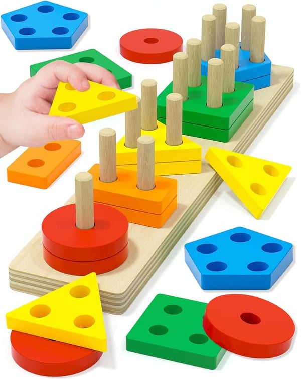 Wooden Shape Sorter Puzzle for Toddlers, Ages 1-3