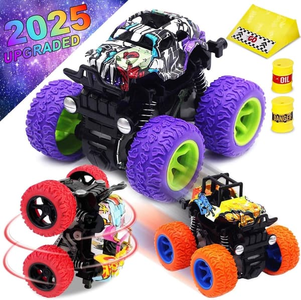Friction-Powered Mini Monster Trucks Playset for Toddlers