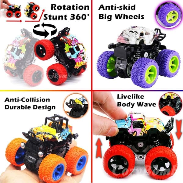 Friction-Powered Mini Monster Trucks Playset for Toddlers