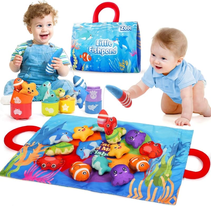 Toddler Fishing Game and Stacking Cups - Montessori Toys 1-3 Years
