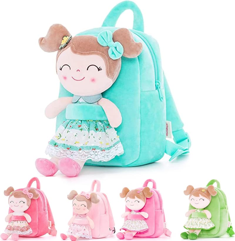 Green Plush Doll Backpack for Kids
