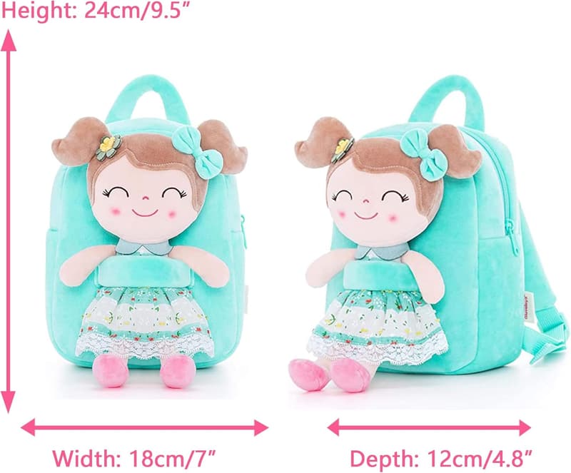 Green Plush Doll Backpack for Kids