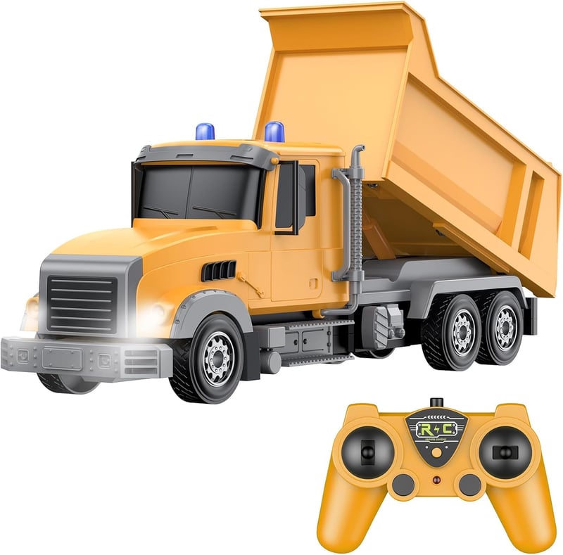 RC Dump Truck Toy with 2 Rechargeable Batteries - Perfect Birthday Gift for Boys 3-8 Years