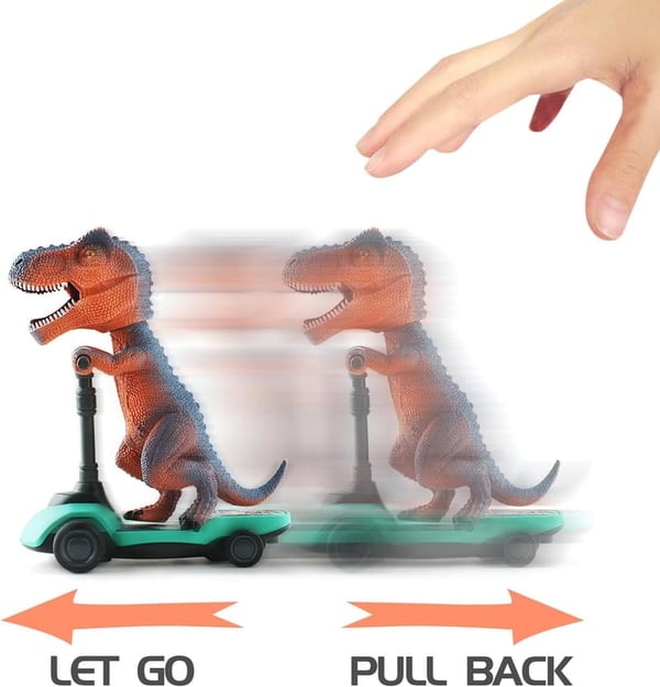 Dinosaur Scooter Pull-Back Cars Set for Kids (4-Pack)