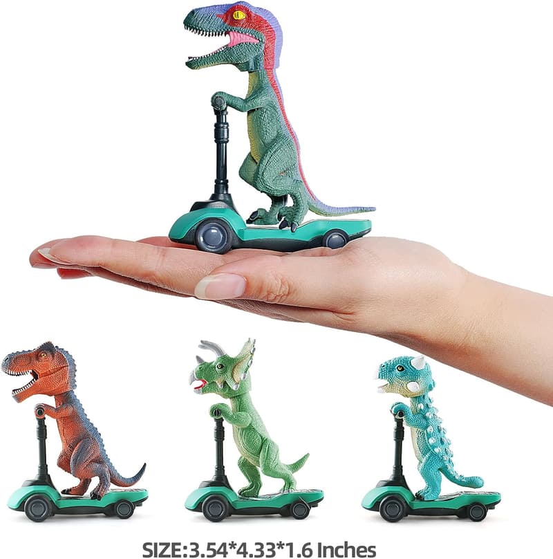 Dinosaur Scooter Pull-Back Cars Set for Kids (4-Pack)