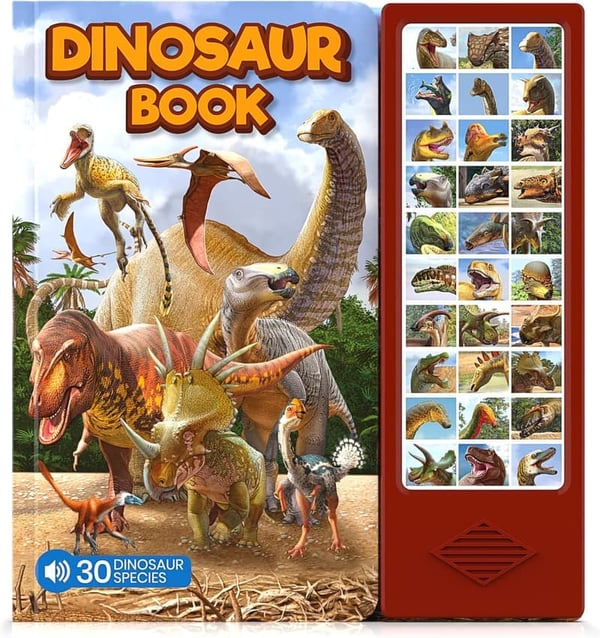 Dinosaur Toy Set with Book & Sounds for Kids 2-7 Years