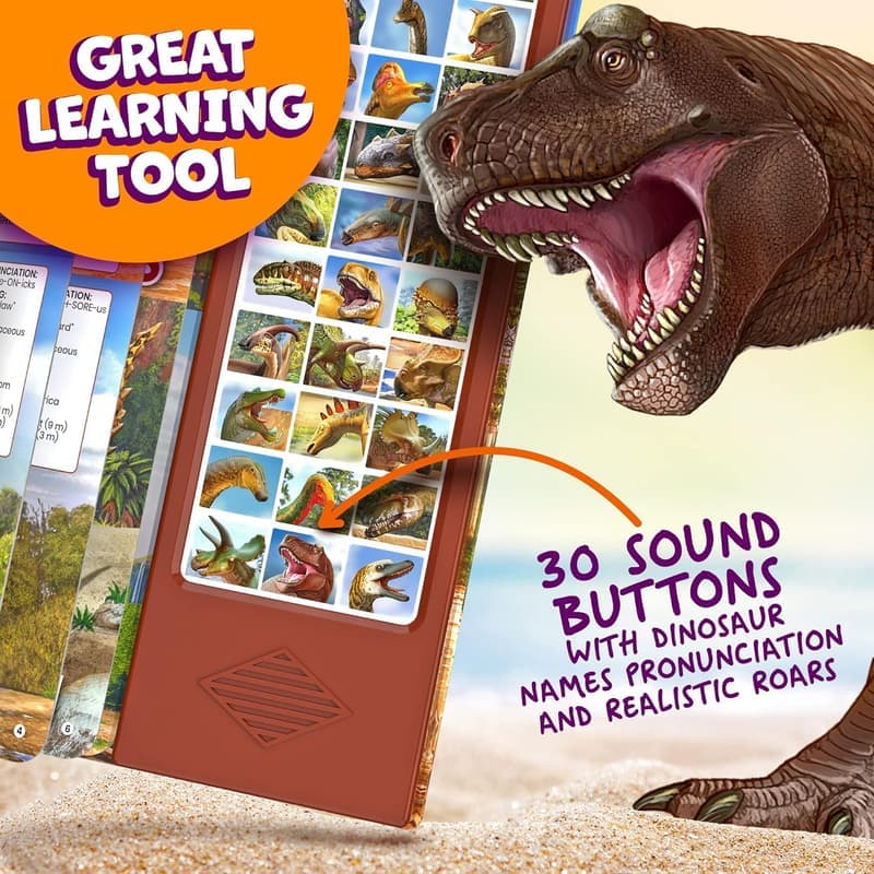 Dinosaur Toy Set with Book & Sounds for Kids 2-7 Years