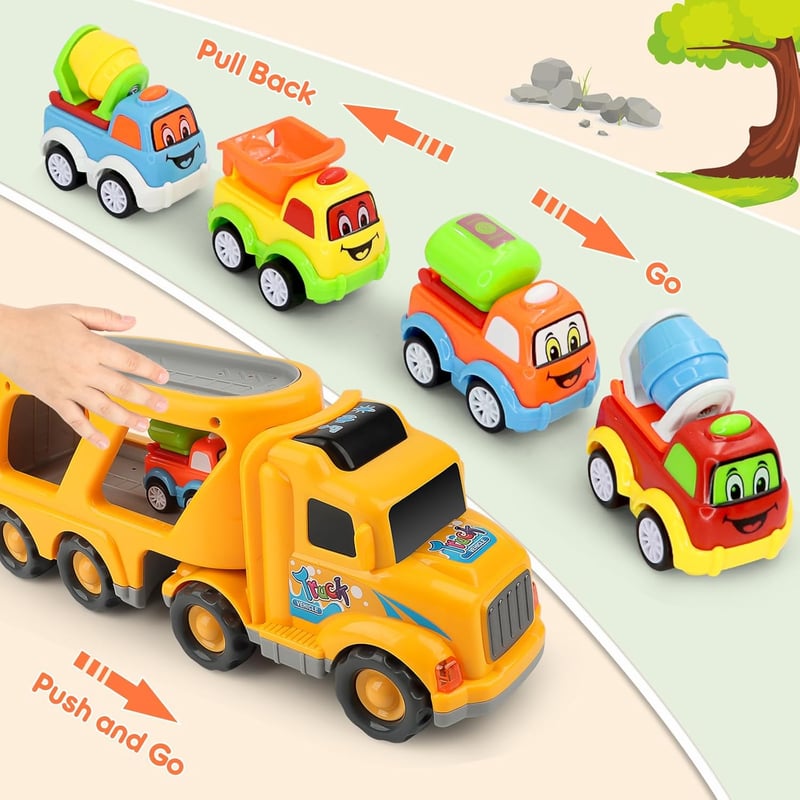 5-in-1 Construction Truck Carrier Toy for Toddlers