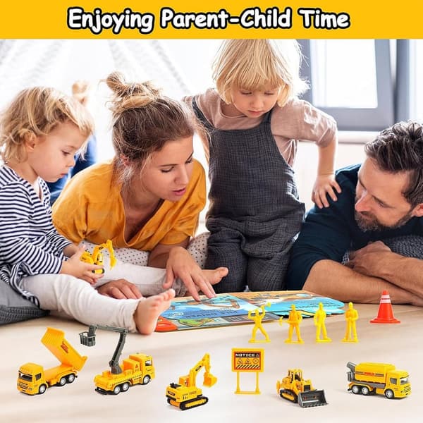 Construction Board Book with Sound & 20 PCS Toys for Kids 3+
