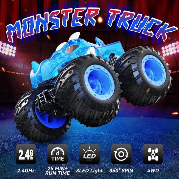 2.4GHz All-Terrain Remote Control Car with Light Spray - Birthday Gift for Kids 3+