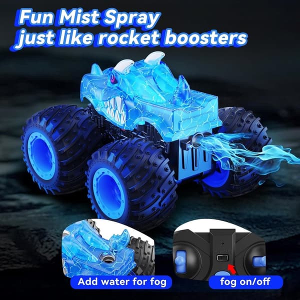 2.4GHz All-Terrain Remote Control Car with Light Spray - Birthday Gift for Kids 3+