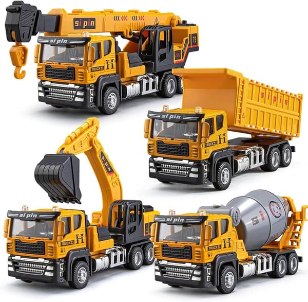 Mini Construction Truck Playset - 4 Pack Friction Toys for Ages 3-5