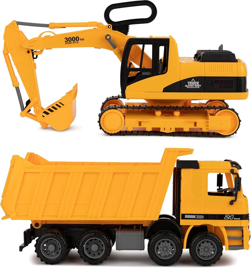 Construction Vehicle Set for Kids - Excavator & Dump Truck